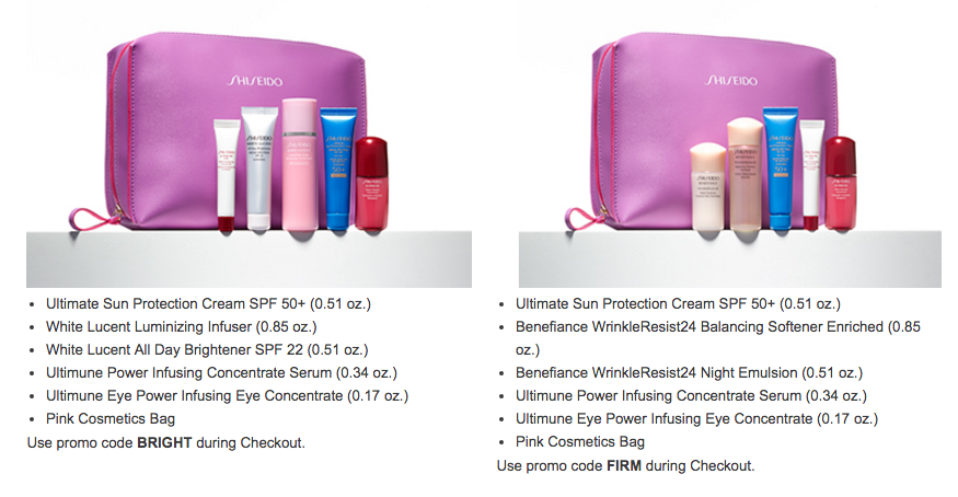 shiseido gift with purchase