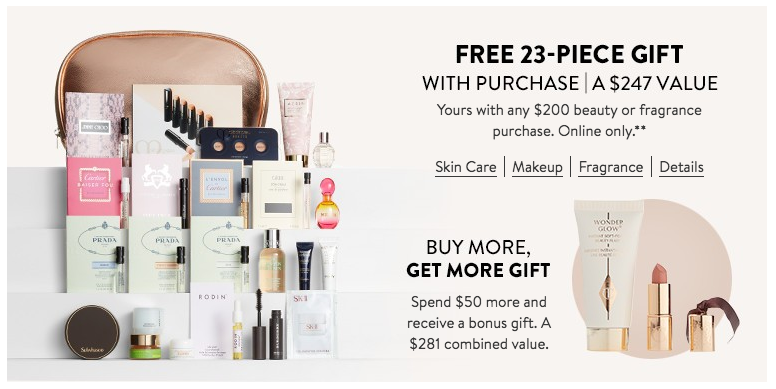 Nordstrom: Free 23 pcs gift w/$200 purchase + Clinique 7 pcs gift w/$28 ...