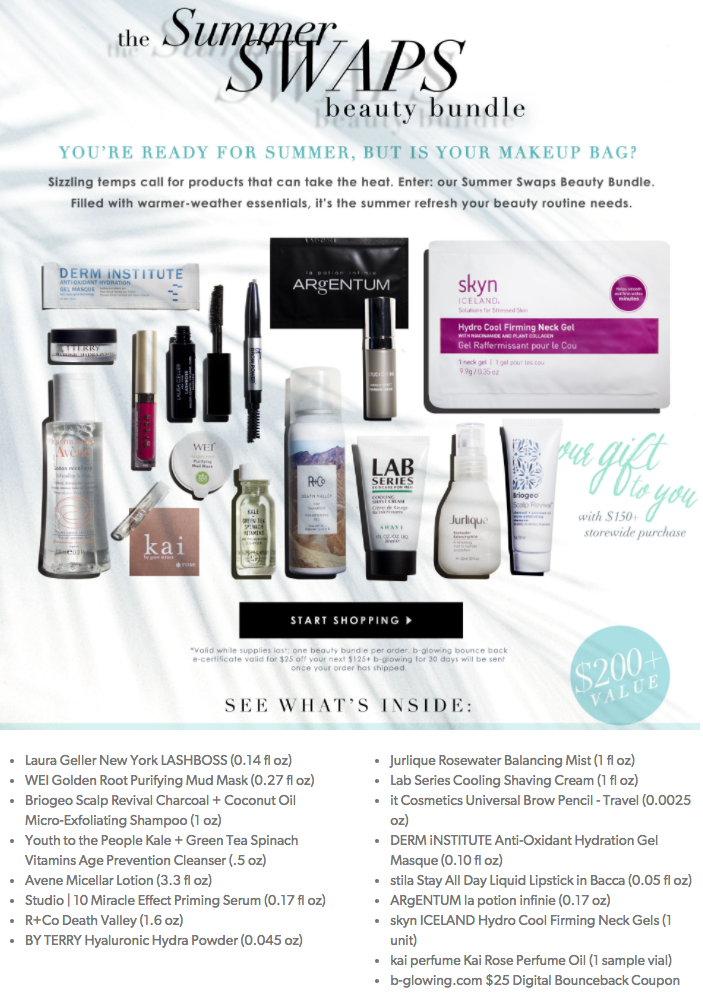 B-glowing: Free 16 Pcs Gift + $25 E-coupon With $150 Purchase - Gift ...