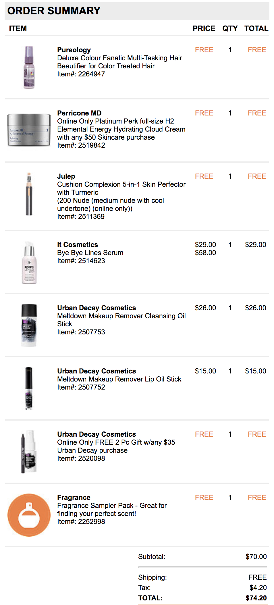 My today's Ulta Order - Gift With Purchase