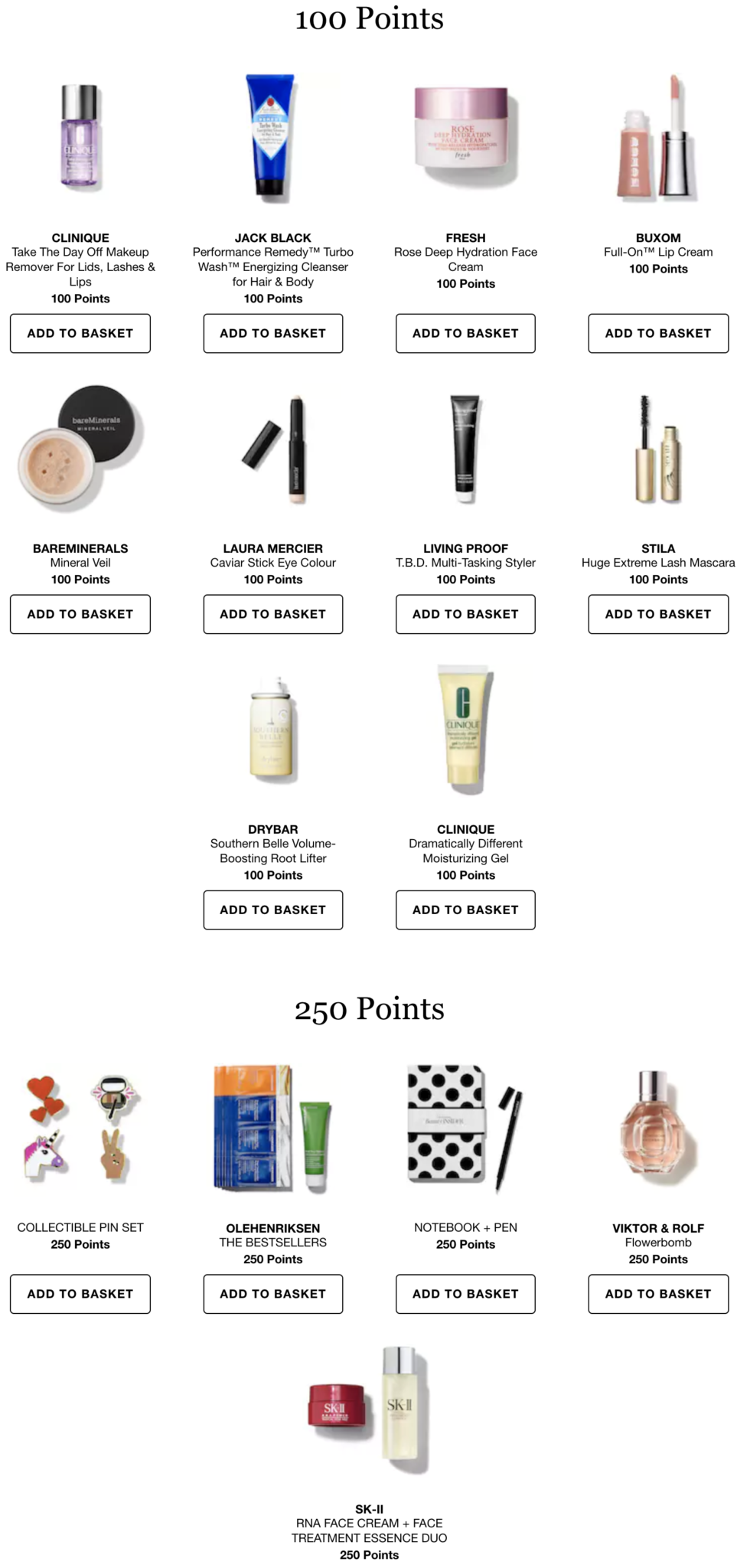 New Sephora 100/250 rewards Gift With Purchase