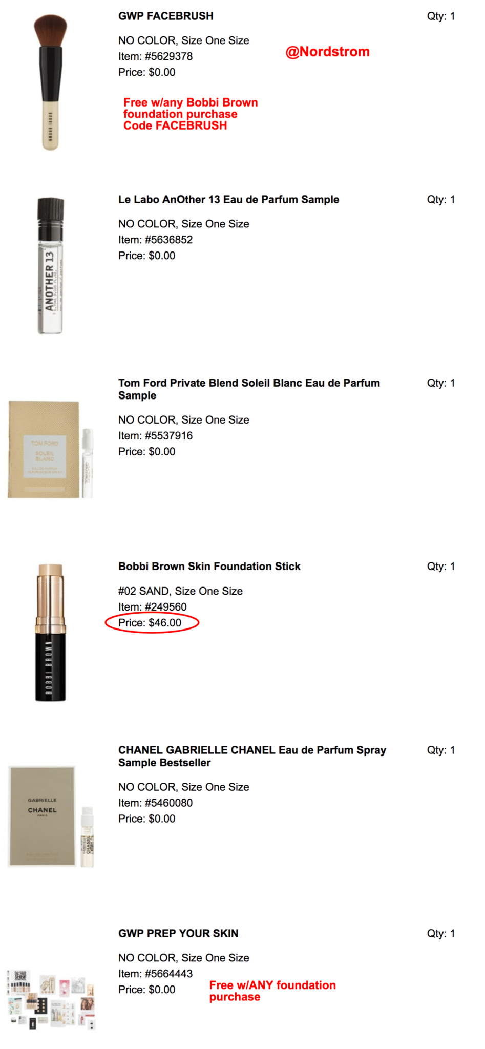 My today's Nordstrom order - Gift With Purchase