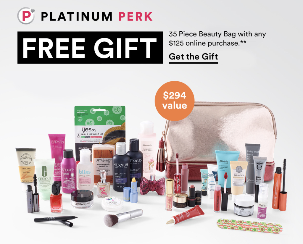 Ulta: Platinum Perk! FREE 35 Pc Beauty Bag with any $125 online purchase +  How I get it with $55 purchase + MORE - Gift With Purchase