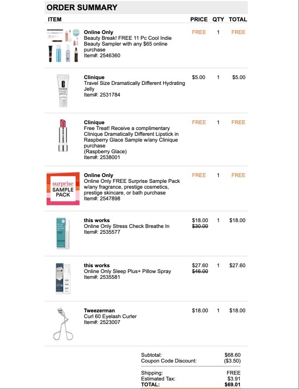 My today's Ulta order - Gift With Purchase