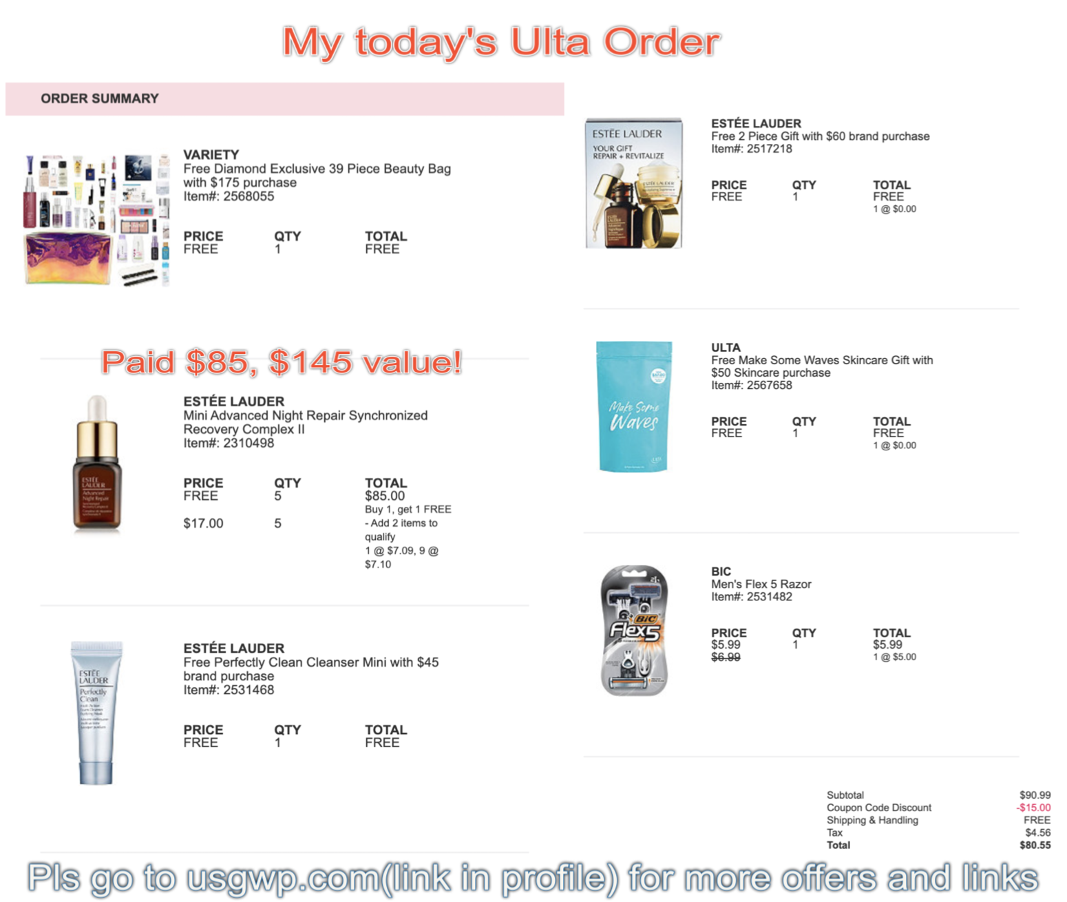 My today's Ulta Order - Gift With Purchase