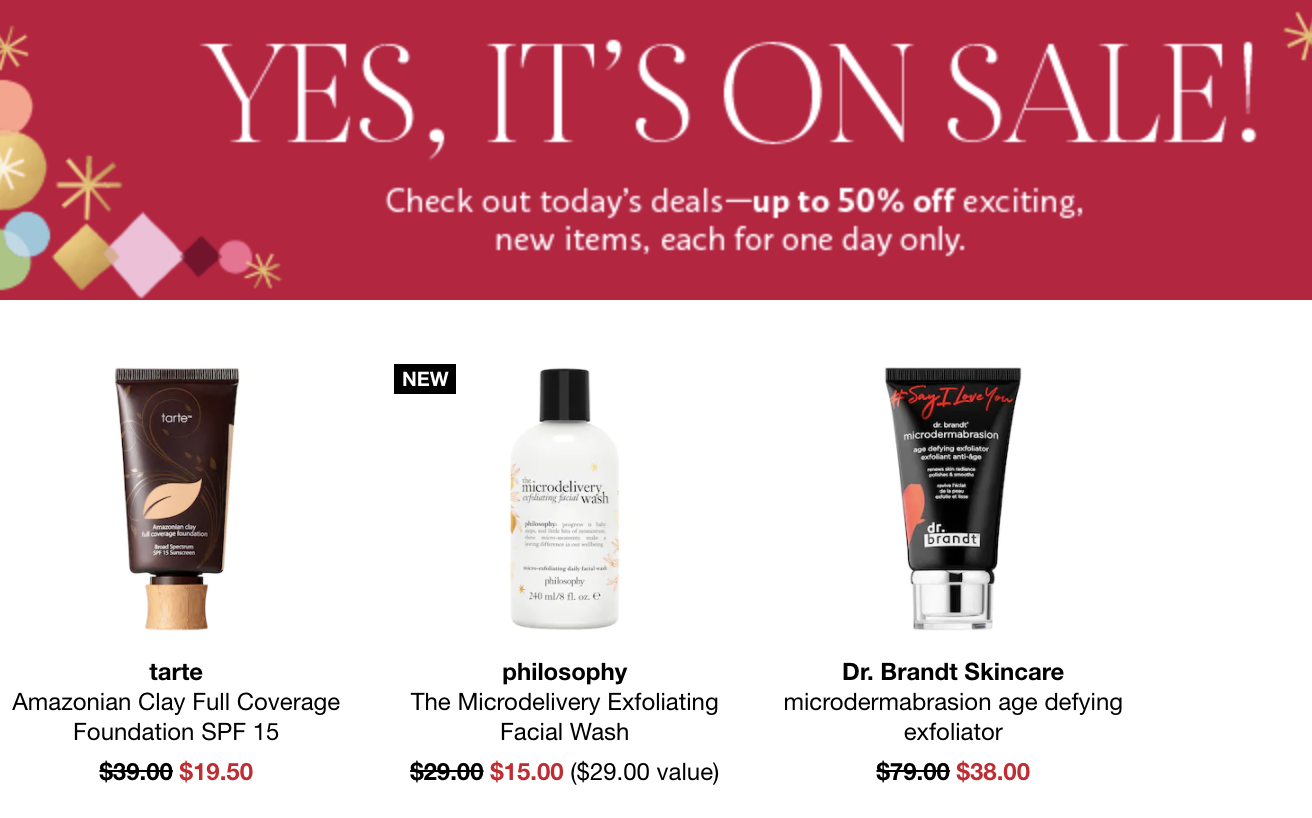 Sephora Today Only Offer + Spend 50 by 30th get 15 off a future
