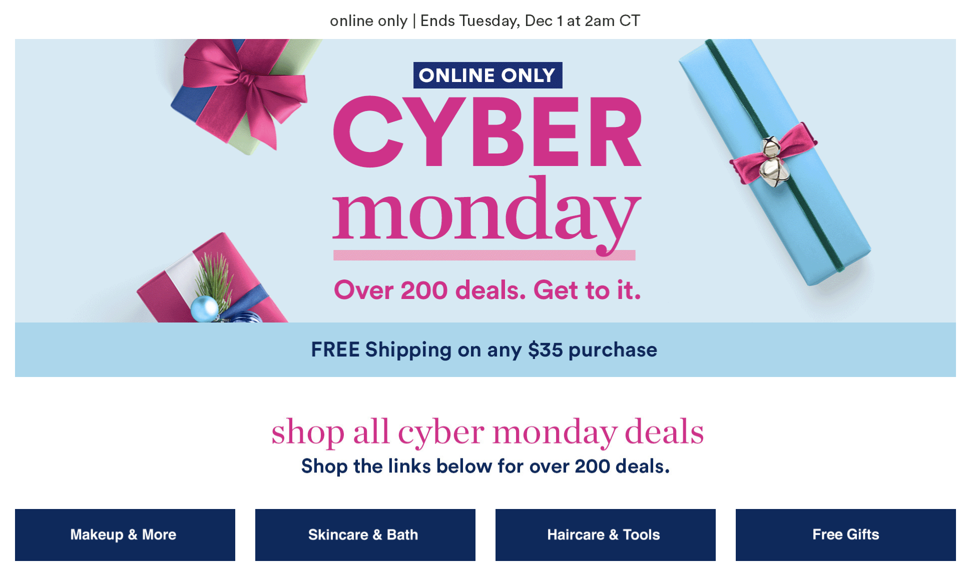 Ulta Cyber Monday has begun! Gift With Purchase