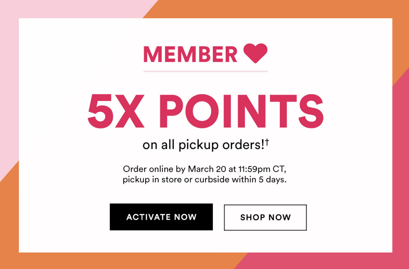 Ulta 5X points on all pick up orders today only Gift With Purchase