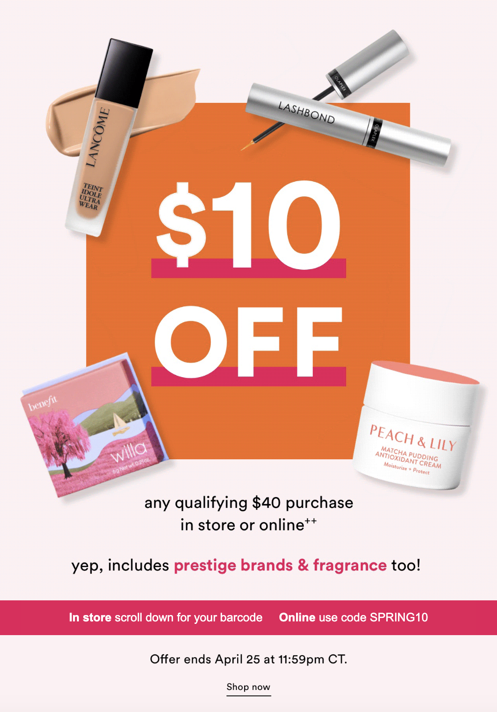 Ulta 10 off 40 purchase (incl. prestige brands and fragrances