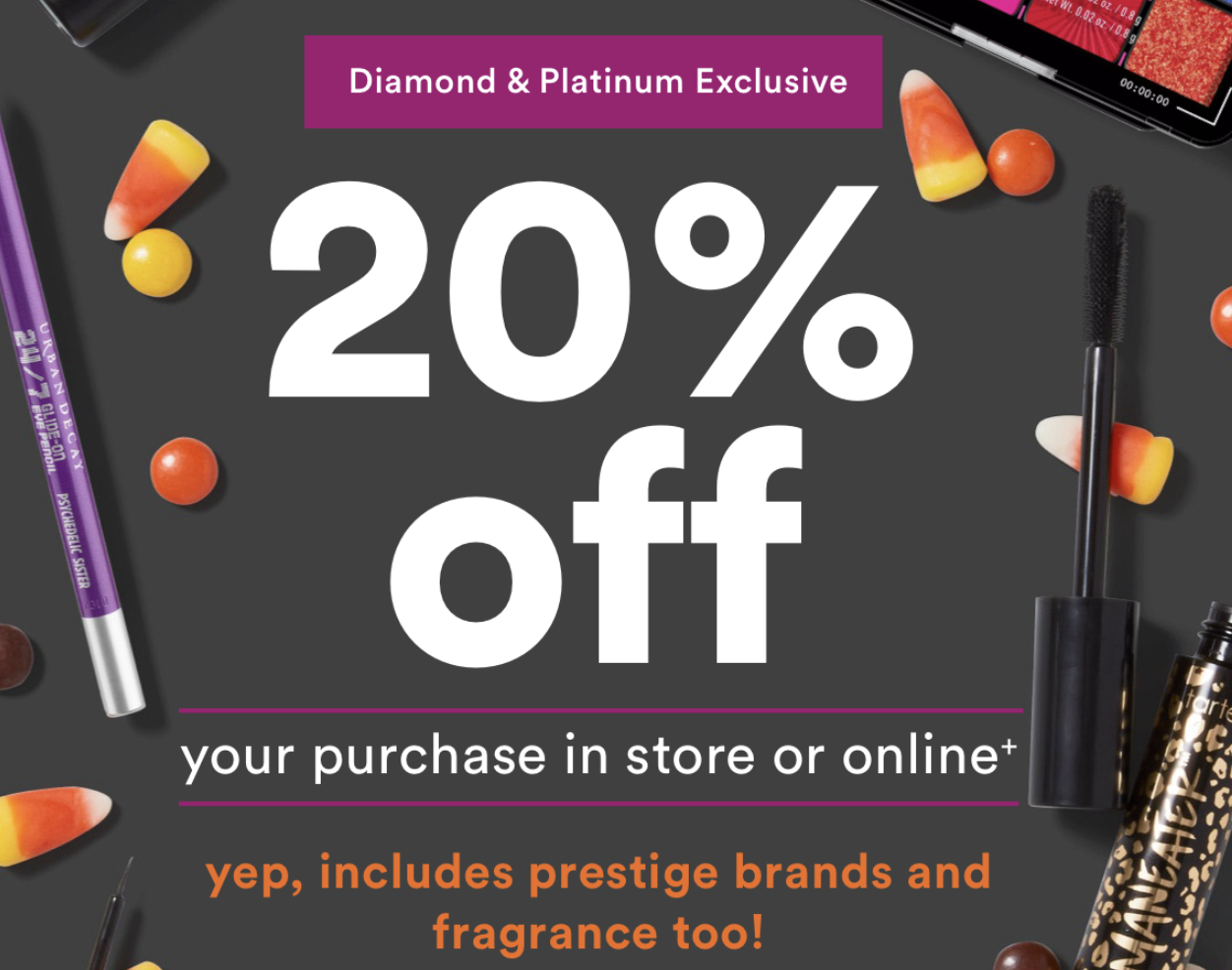 Ulta 20 off entire purchase (incl. prestige) + Free 4 Piece YSL Gift